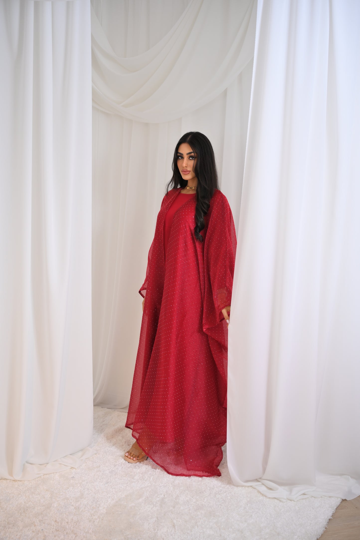 Emirati gems abaya set with inner slip dress *ex display*