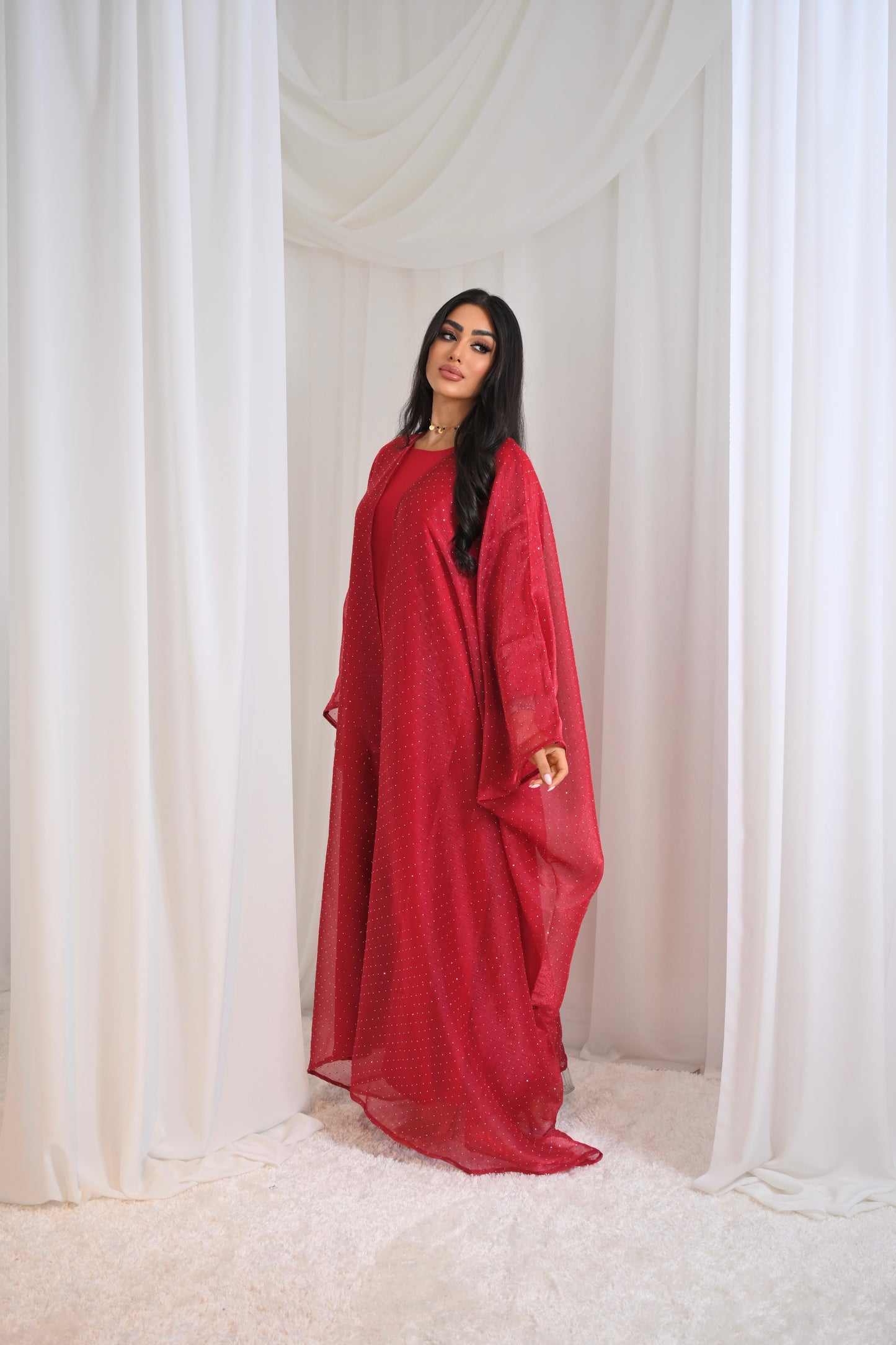 Emirati gems abaya set with inner slip dress *ex display*