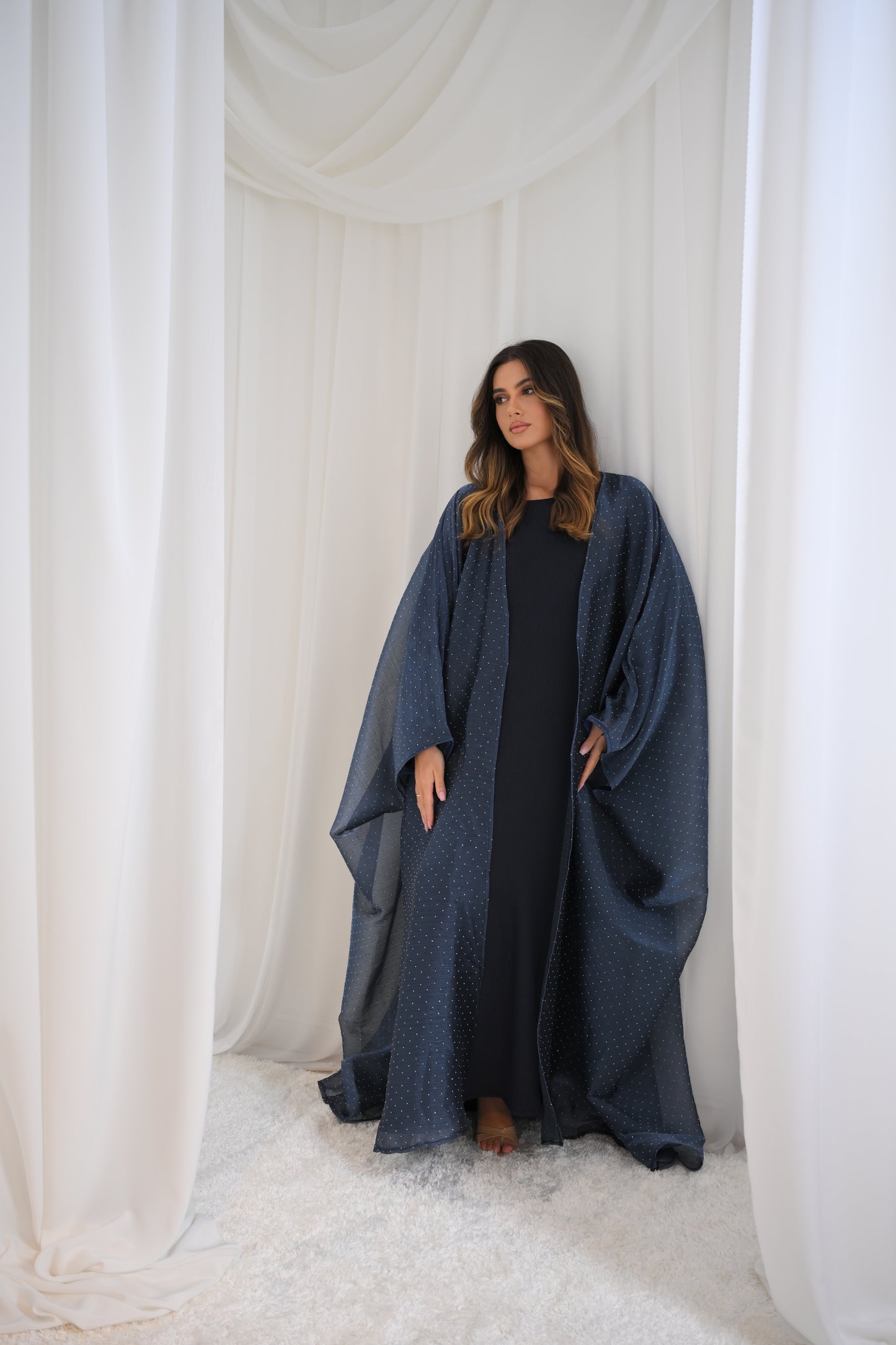 Emirati gems abaya set with inner slip dress *ex display*