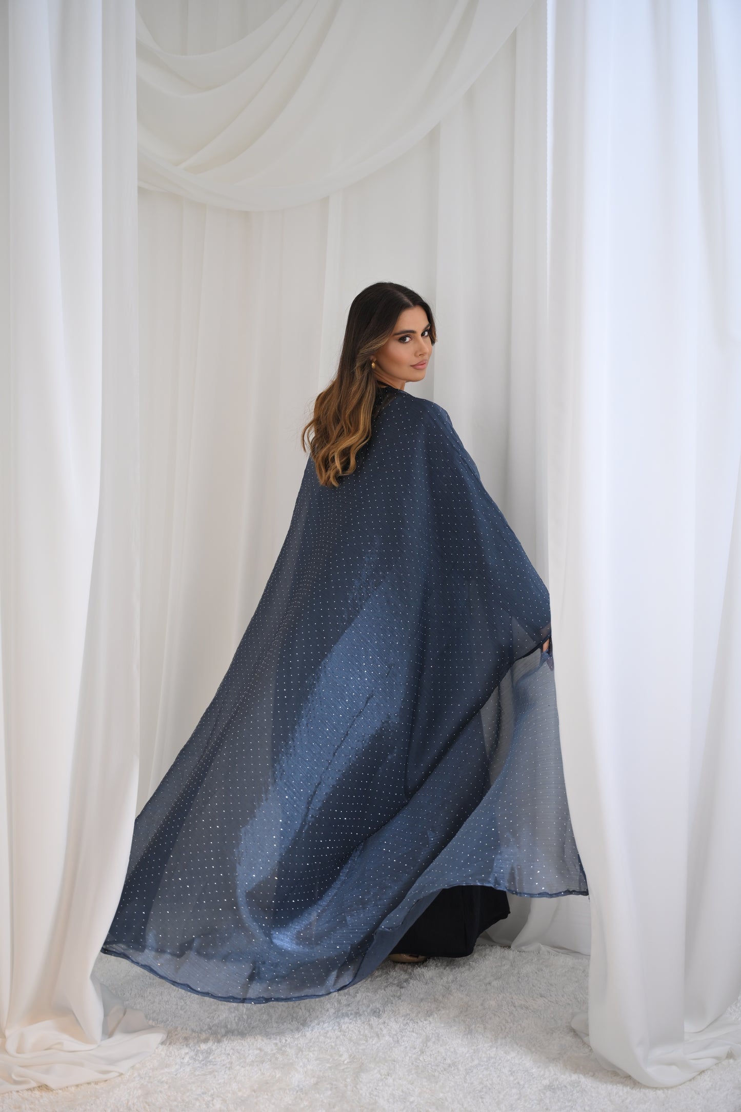 Emirati gems abaya set with inner slip dress *ex display*