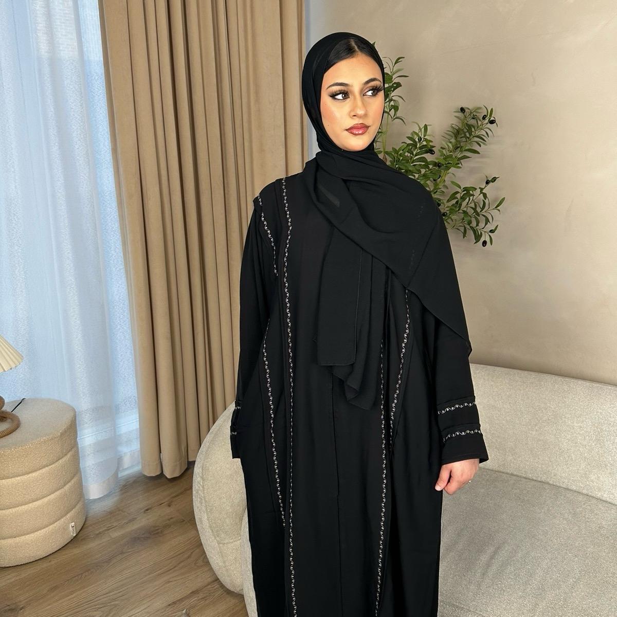 Sofia abaya - embroidery black