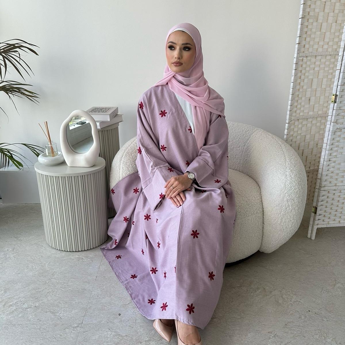 NAIMA linen floral OPEN abaya