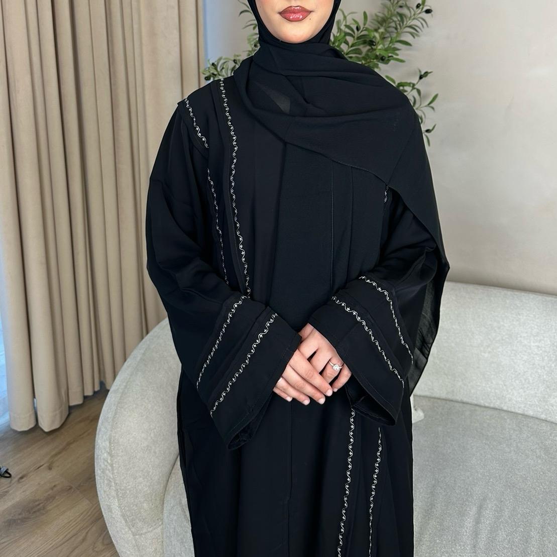 Sofia abaya - embroidery black
