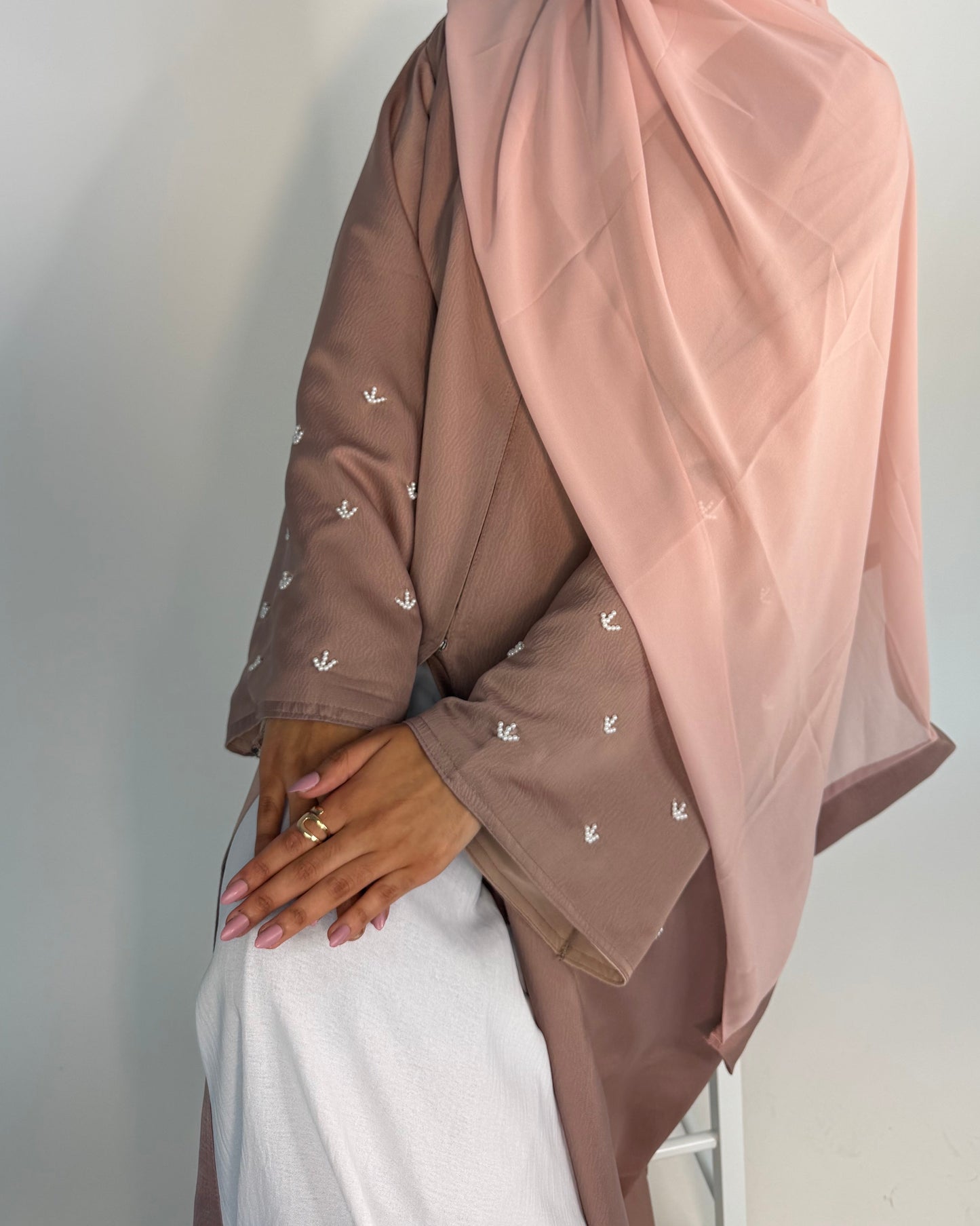 Dina handwork pearls buttoned abaya