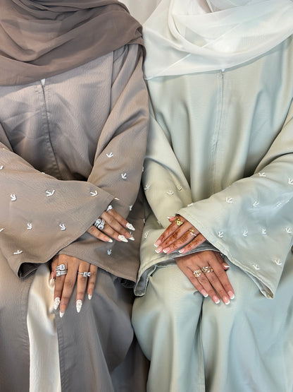 Dina handwork pearls buttoned abaya