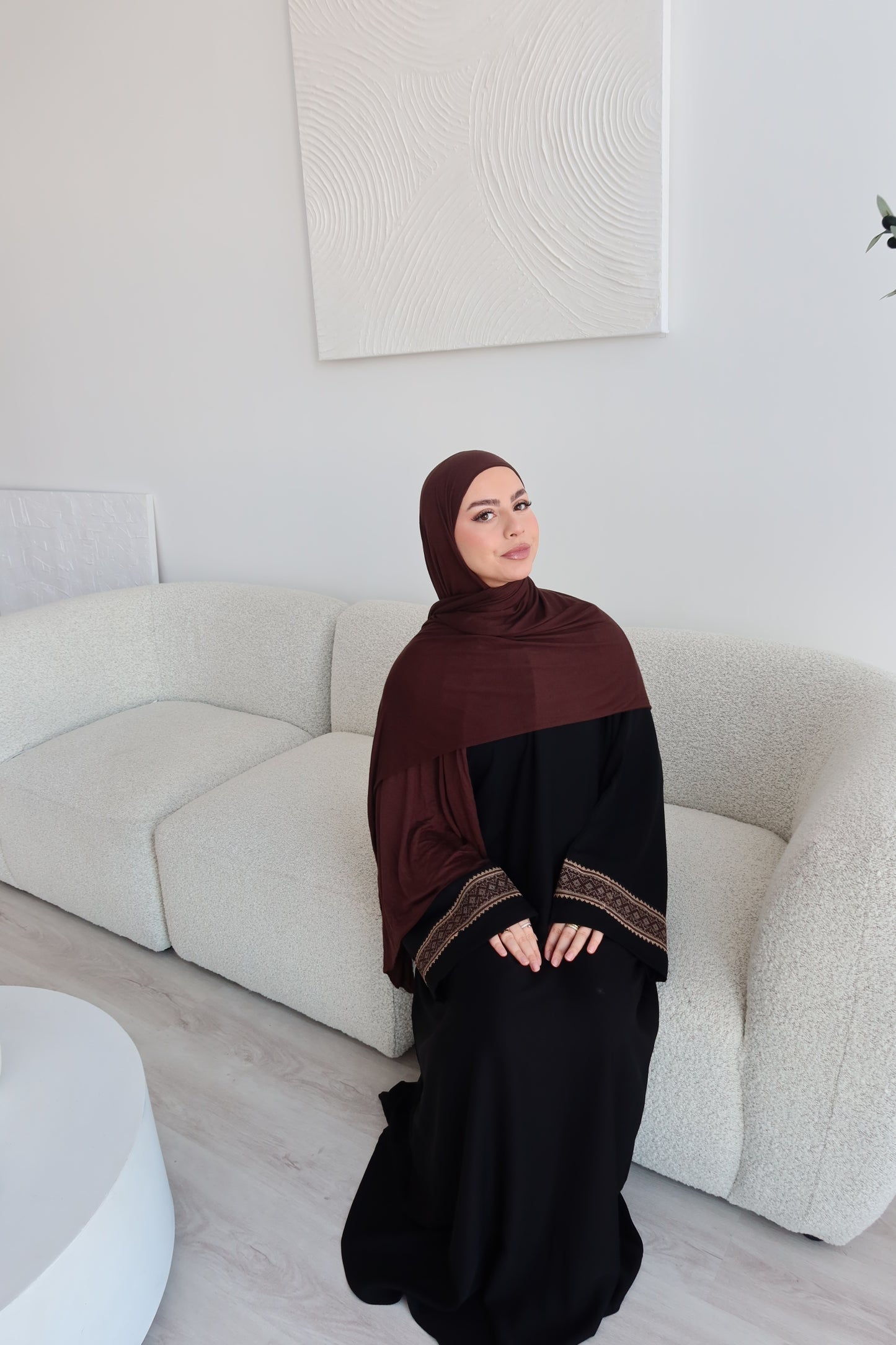 Sirin closed lace tatreez design abaya