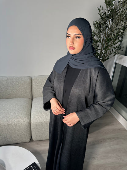 Rahma crushed linen open abaya