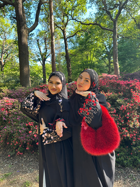 Zahra embroidery abaya with matching embroidery hijab