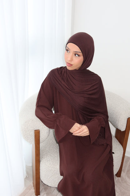Cuffed bell sleeve essential abaya crepe