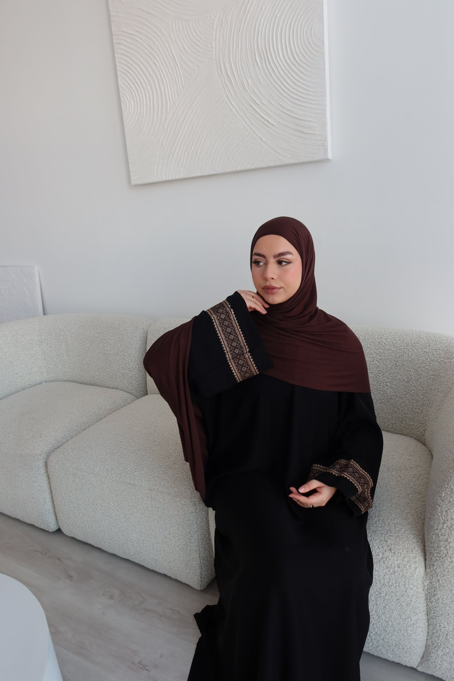 Sirin closed lace tatreez design abaya