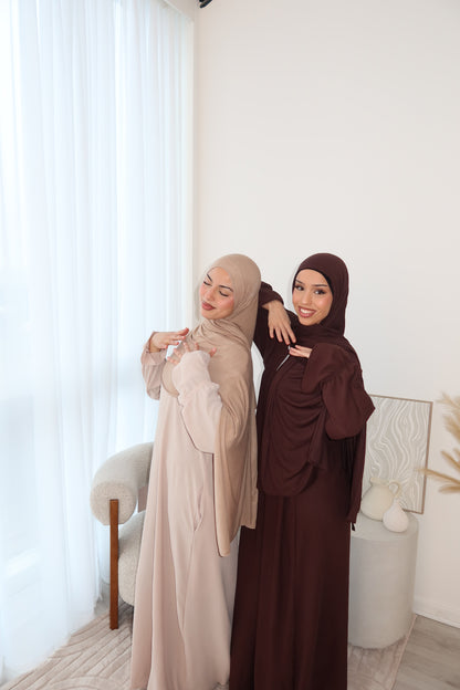 Cuffed bell sleeve essential abaya crepe