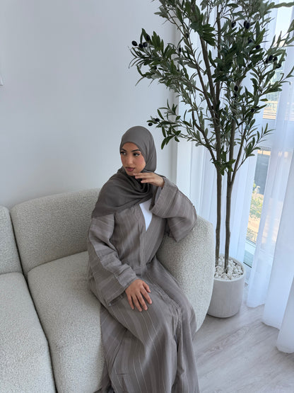 Essential striped open abaya