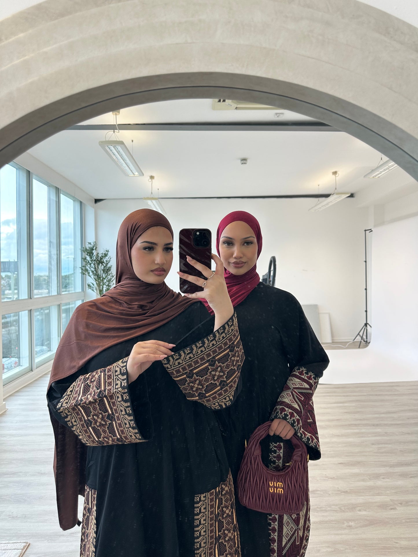 Tatreez 3.0 black buttoned nida abaya embroidery