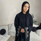 Arwa black wide sleeves abaya with gold lace