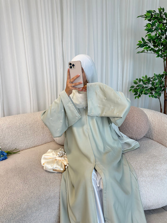 Dina handwork pearls buttoned abaya