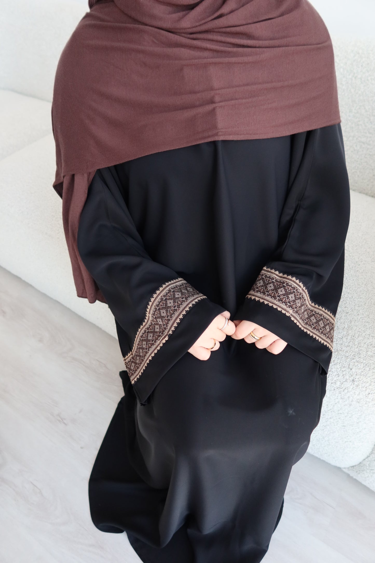 Sirin closed lace tatreez design abaya