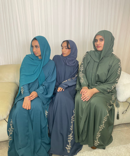Saima Embroidery Abaya sapphire blue  *ex display*