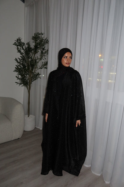 Emirati gems abaya set with inner slip dress