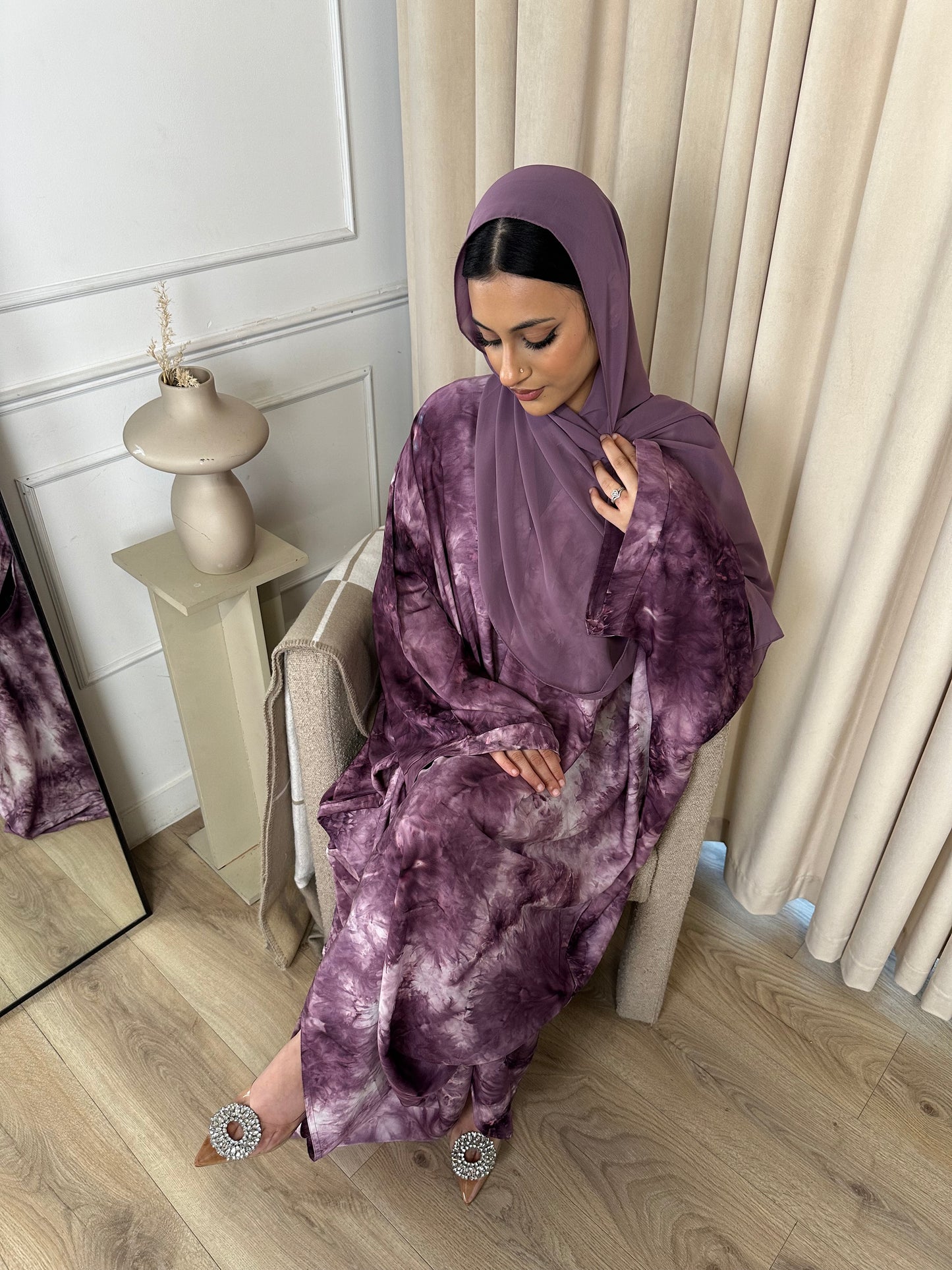 Layaan Tie-Dye Print Butterfly Abaya