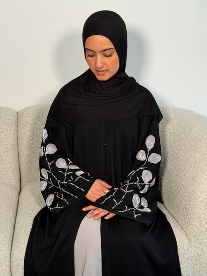 Tafiza handwork floral buttoned abaya LIMITED EDITION