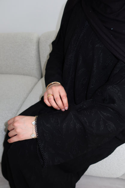 Omayra lace jacquard printed abaya