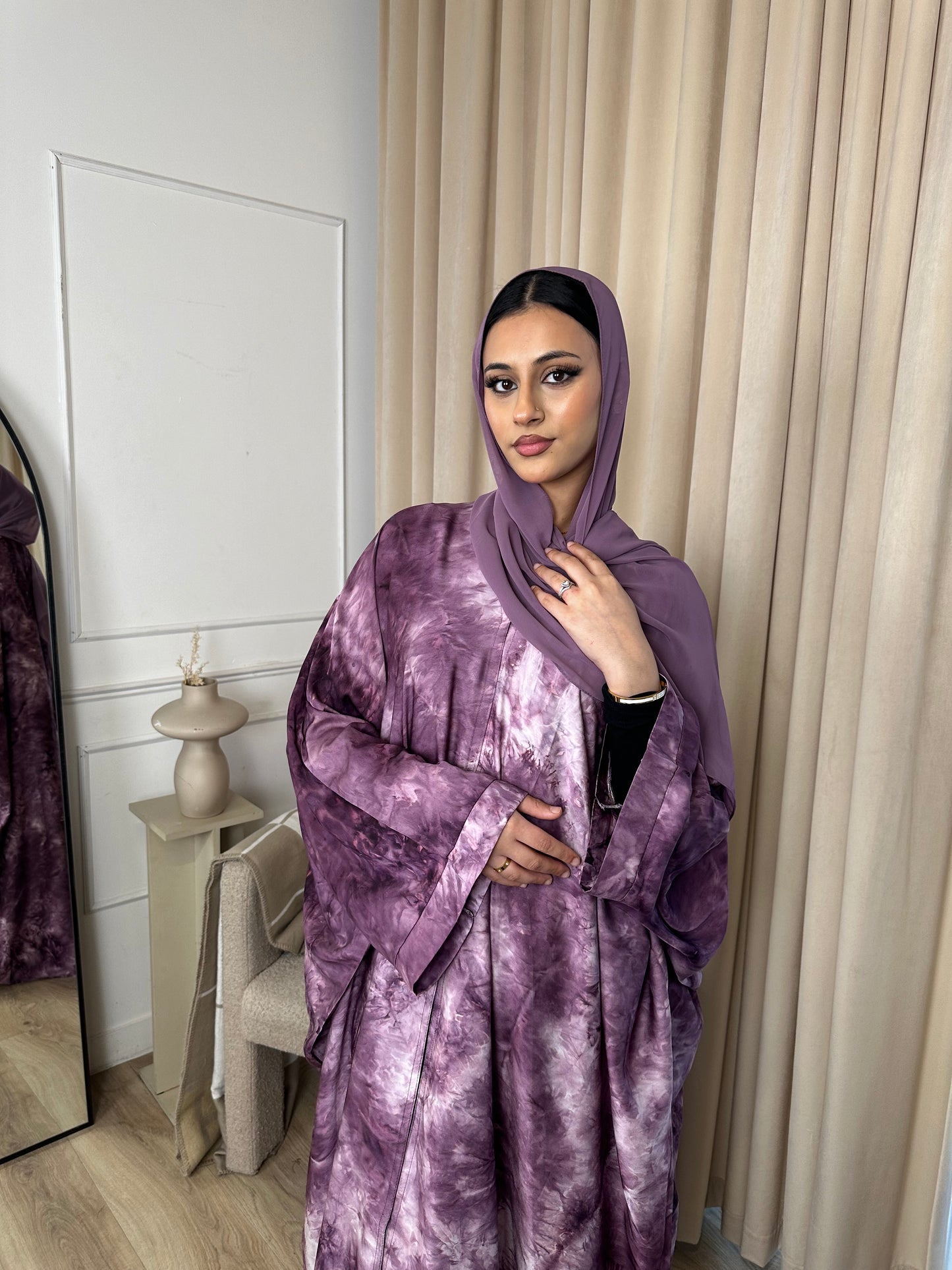 Layaan Tie-Dye Print Butterfly Abaya