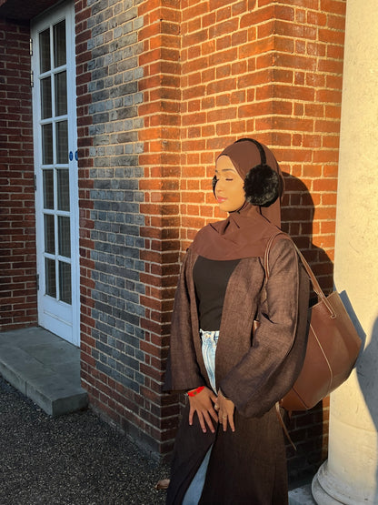 Rahma crushed linen open abaya