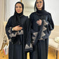 Arwa black wide sleeves abaya with gold lace