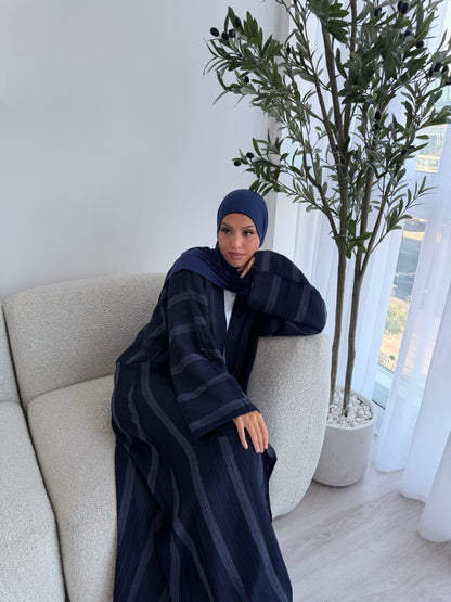 Essential striped open abaya