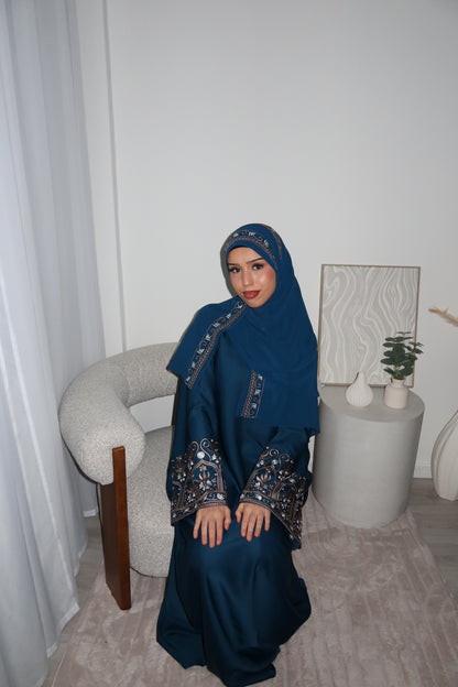 Maryam embroidery abaya with matching embroidery hijab
