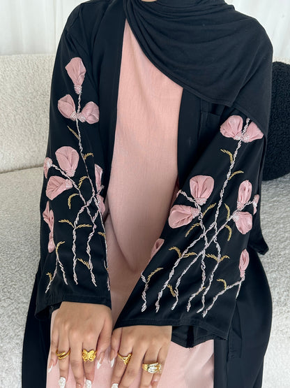 Tafiza handwork floral buttoned abaya LIMITED EDITION
