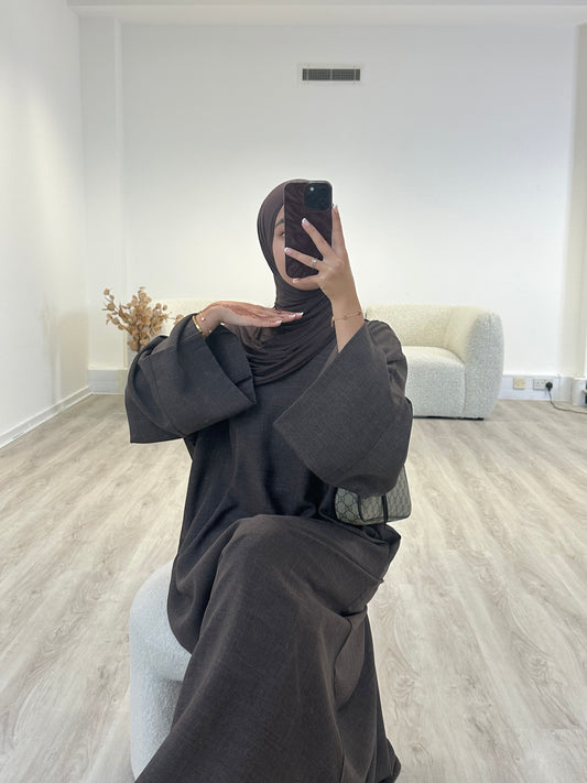 Closed Linen Abaya with closed sleeve