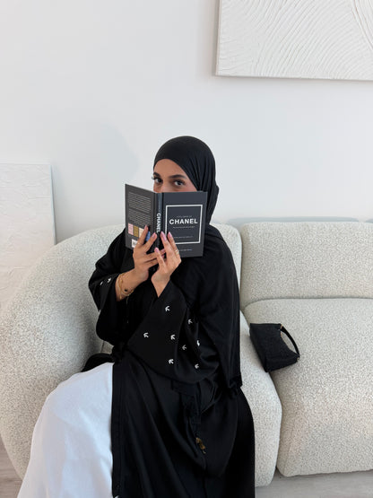 Dina handwork pearls buttoned abaya