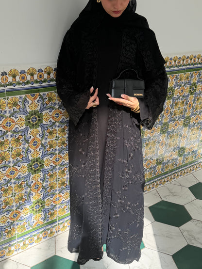 Aleena Floral printed chiffon abaya set EX DISPLAY**