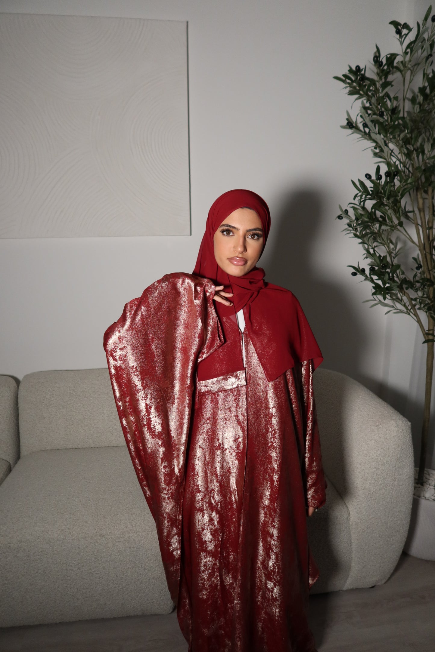 Esra Metallic Open Abaya