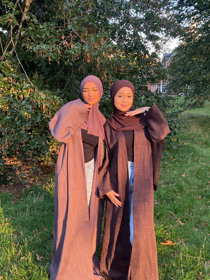 Rahma crushed linen open abaya