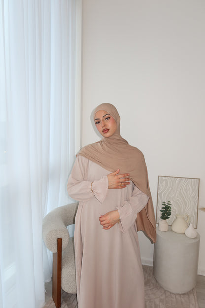 Cuffed bell sleeve essential abaya crepe