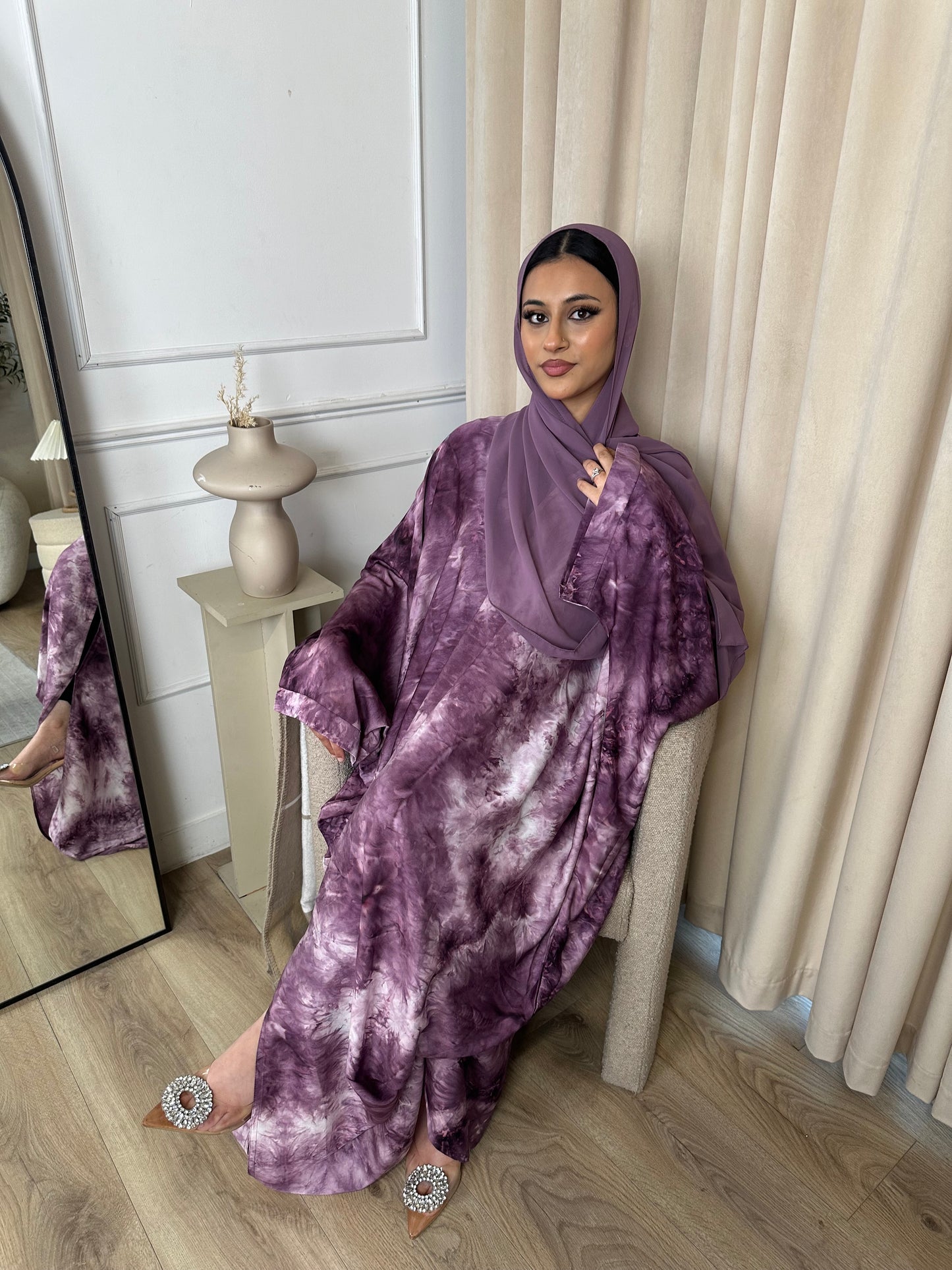 Layaan Tie-Dye Print Butterfly Abaya