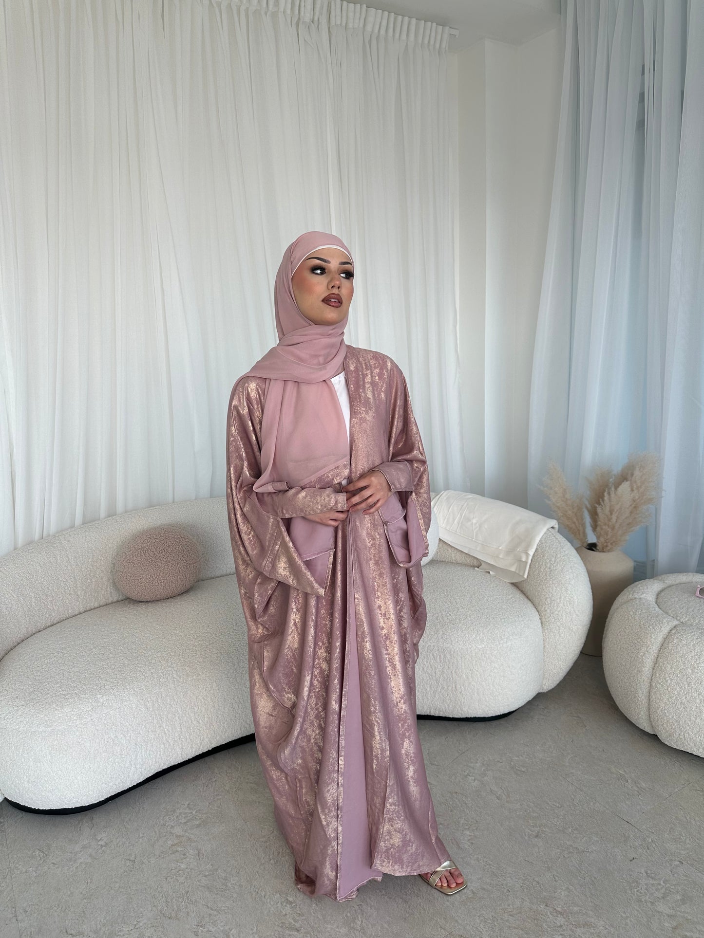 Esra Metallic Open Abaya