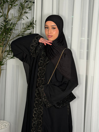 Safiyya luxury open lace black abaya