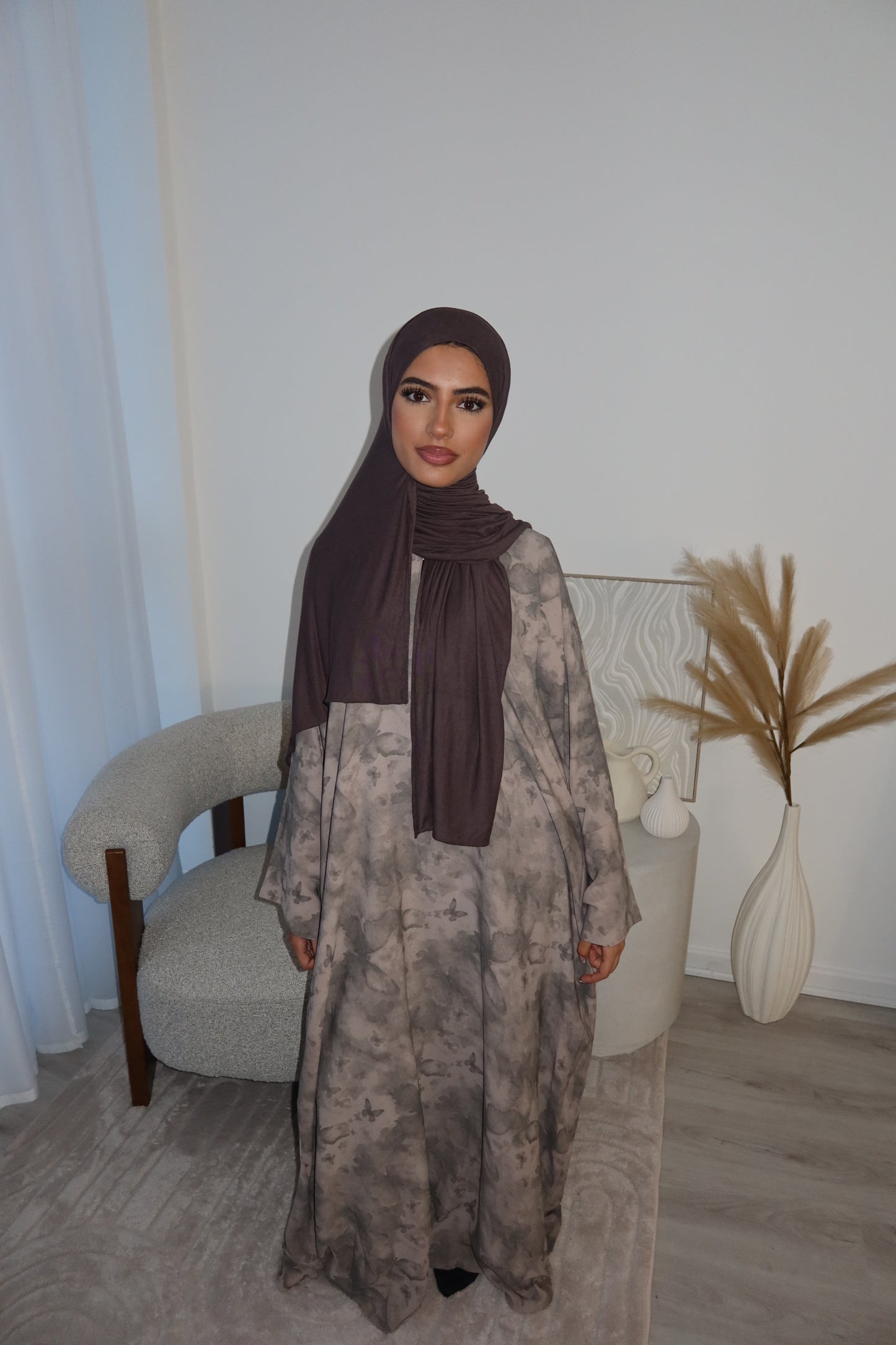 Leena Butterfly printed closed abaya