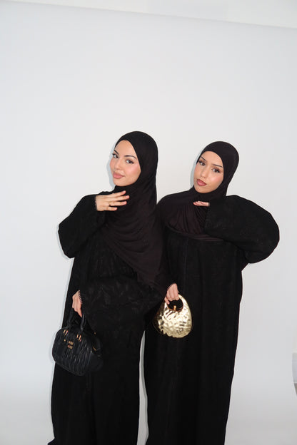 Omayra lace jacquard printed abaya