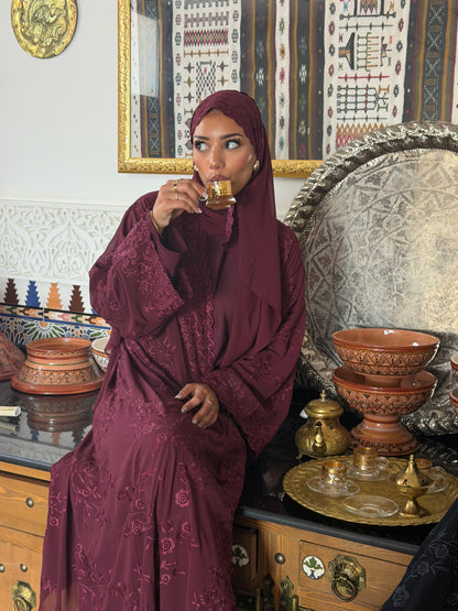 Aleena Floral printed chiffon abaya set EX DISPLAY**