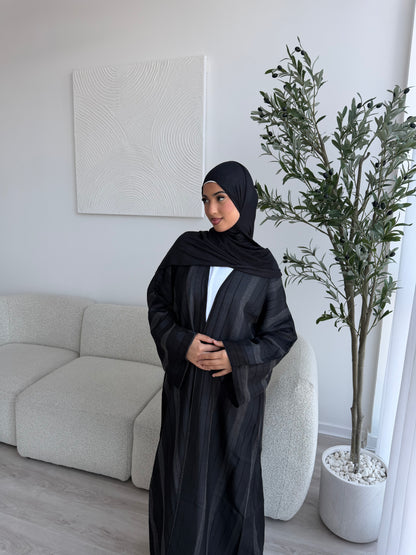 Essential striped open abaya