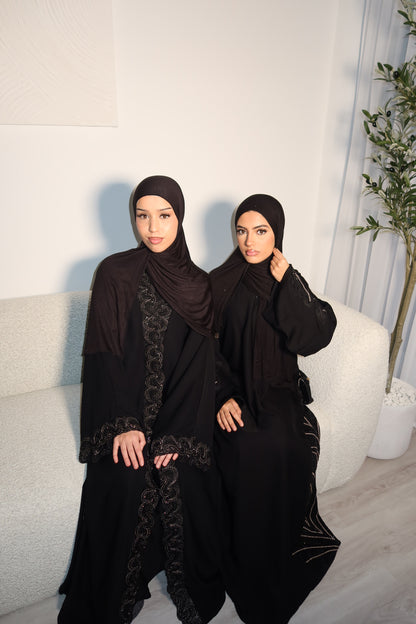 Safiyya luxury open lace black abaya