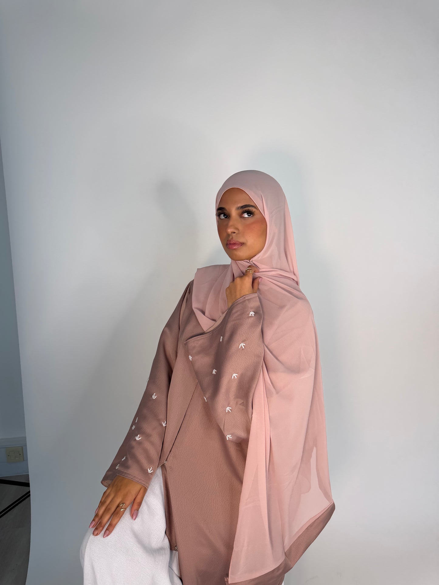 Dina handwork pearls buttoned abaya