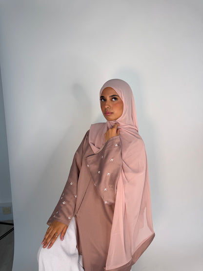 Dina handwork pearls buttoned abaya