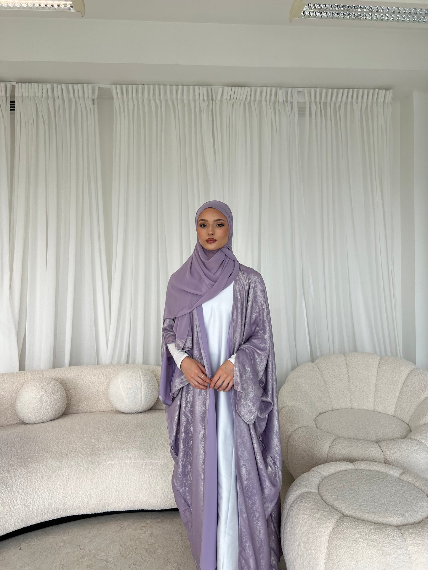 Esra Metallic Open Abaya