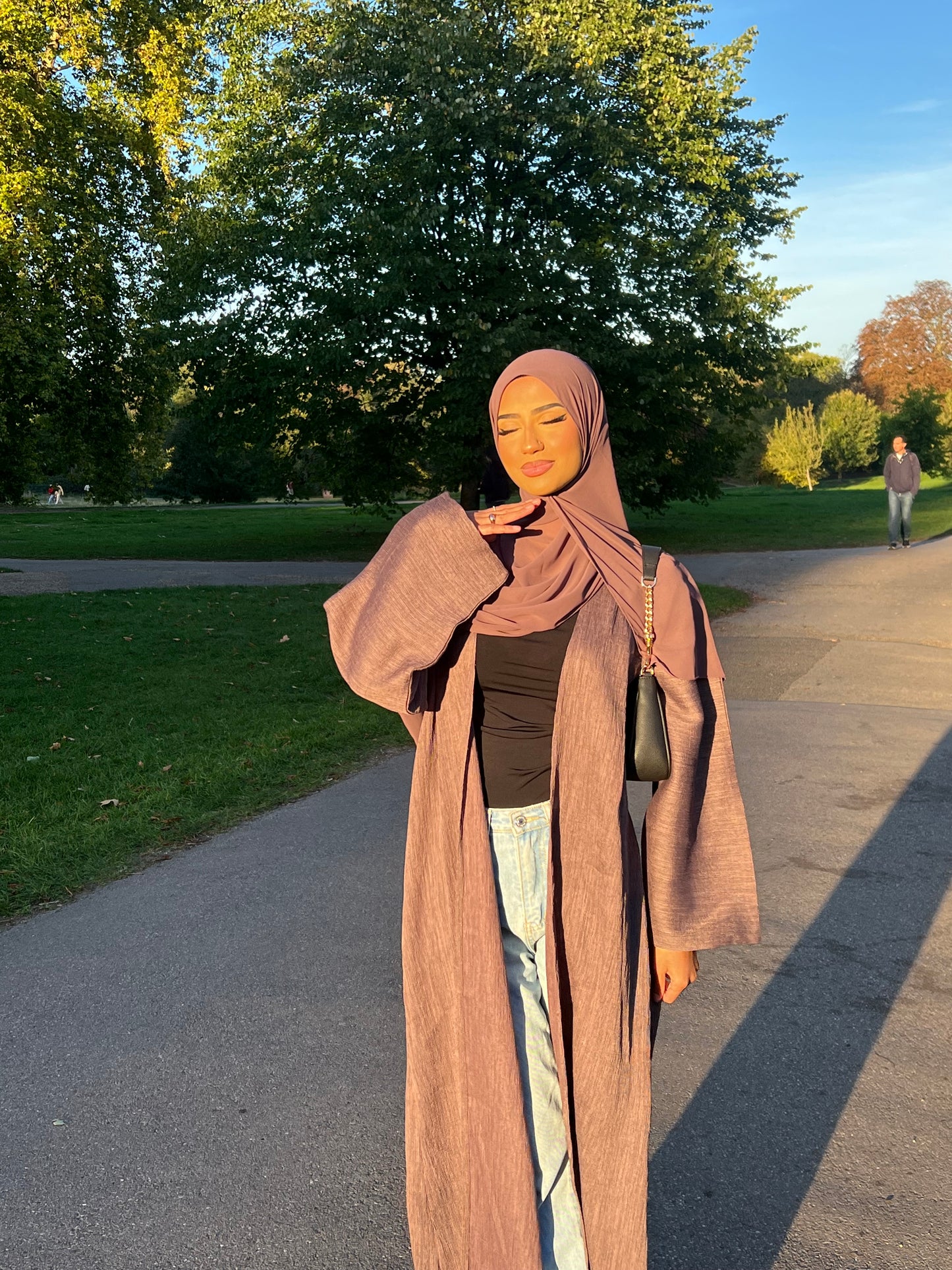Rahma crushed linen open abaya