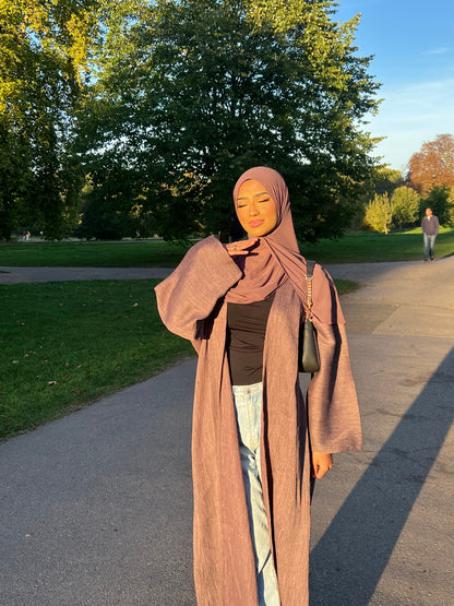 Rahma crushed linen open abaya
